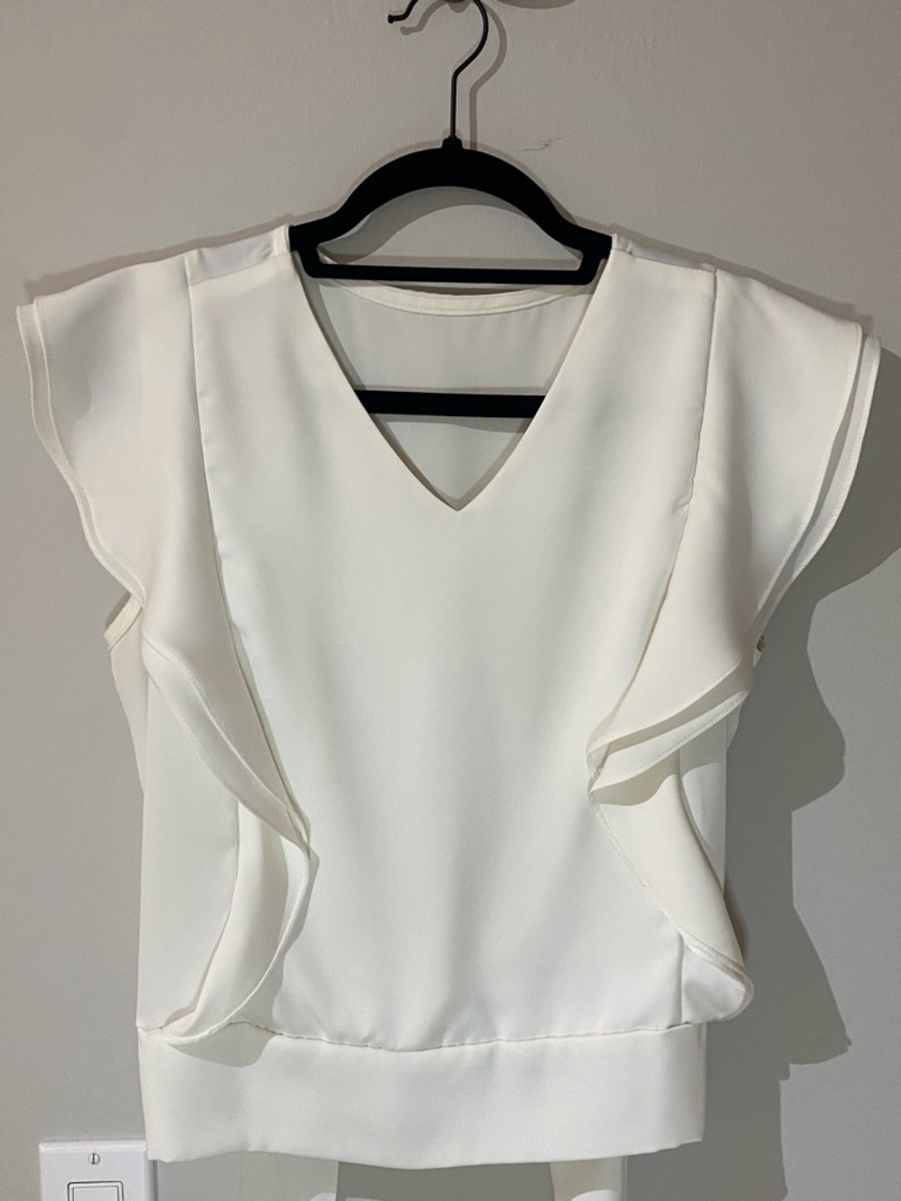 Chicwish Ivory V-Neck Ruffle Sleeve Blouse